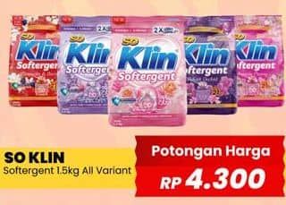 Promo Harga So Klin Softergent All Variants 1500 gr - Yogya