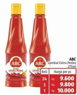 Promo Harga ABC Sambal Extra Pedas 275 ml - Lotte Grosir