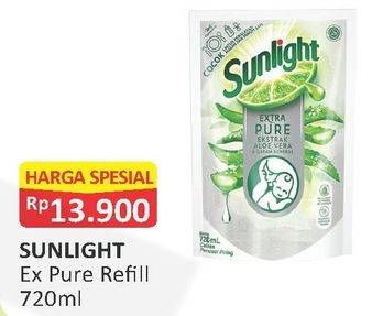 Promo Harga SUNLIGHT Pencuci Piring Extra Pure Ekstrak Aloe Vera Garam Mineral 720 ml - Alfamart