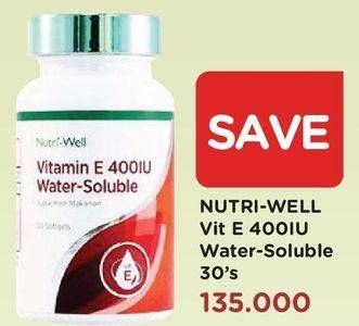 Promo Harga NUTRIWELL Vitamin E 400IU Water Soluble 30 pcs - Watsons