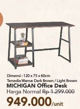 Promo Harga Michigan Office Desk 120 X 75 X 60 Cm  - Carrefour
