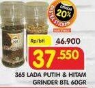 Promo Harga 365 365 Lada Hitam/Putih Grinder 60 gr - Superindo