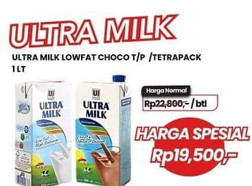 Promo Harga Ultra Milk Susu UHT Low Fat Coklat, Low Fat Full Cream 1000 ml - Carrefour