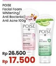Promo Harga Poise Facial Foam Luminous White, Anti Bacterial, Anti Acne 100 ml - Indomaret