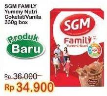 Promo Harga SGM Family Yummi Nutri Creamy Chocolate, Vanilla 330 gr - Indomaret