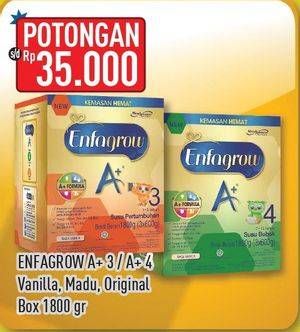 Promo Harga ENFAGROW A+3 / A+4 Susu Bubuk Vanilla, Madu, Original 1800 gr - Hypermart