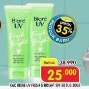 Promo Harga Biore UV Fresh & Bright Sunscreen SPF 50+ PA+++ 30 ml - Superindo