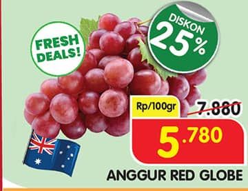 Promo Harga Anggur Red Globe per 100 gr - Superindo