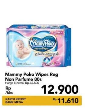 Promo Harga MAMY POKO Baby Wipes Non Perfumed 80 pcs - Carrefour