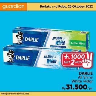 Promo Harga Darlie Toothpaste All Shiny White Lime Mint, All Shiny White Whitening Stain Prevention 140 gr - Guardian
