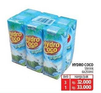 Promo Harga Hydro Coco Minuman Kelapa Original per 6 pcs 250 ml - Lotte Grosir
