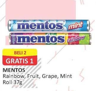 Promo Harga MENTOS Candy Rainbow, Fruit, Grape, Mint 37 gr - Alfamart