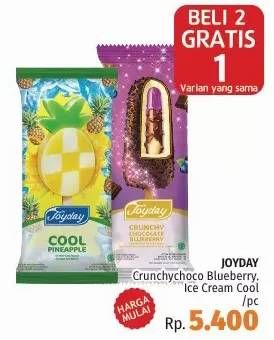 Promo Harga JOYDAY Ice Cream Stick Cool Pineapple, Crunchy Chocolate Blueberry 75 gr - LotteMart
