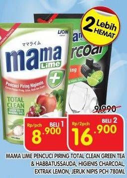 Promo Harga Mama Lime Cairan Pencuci Piring Green Tea, Charcoal, Lemon, Lime 680 ml - Superindo