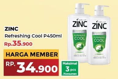Promo Harga Zinc Shampoo Refreshing Cool 450 ml - Yogya