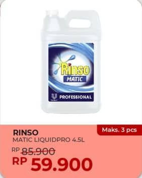 Promo Harga Rinso Detergent Matic Liquid Professional 4500 ml - Yogya