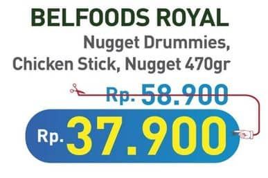 Promo Harga Belfoods Royal Nugget Chicken Nugget Drummies, Chicken Nugget Stick, Chicken Nugget S 500 gr - Hypermart