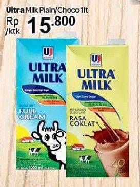Promo Harga ULTRA MILK Susu UHT Plain, Coklat 1000 ml - Carrefour