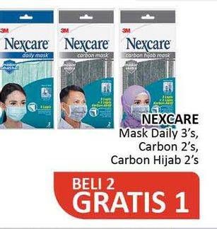 Promo Harga 3M NEXCARE Masker Carbon, Carbon Hijab, Daily 2 pcs - Alfamidi