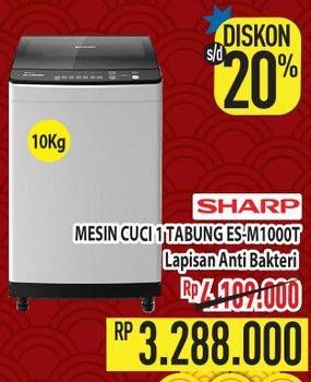Promo Harga Sharp ES-M1000T Mesin Cuci Top Load 10 kg - Hypermart