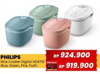 Promo Harga Philips 3000 Series Philips Digital Rice Cooker HD4716 /30, /31  - Yogya
