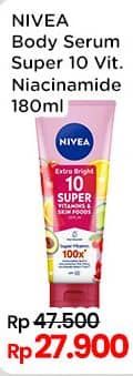 Promo Harga Nivea Extra Bright 10 Super Vitamins & Skin Food Serum 180 ml - Indomaret
