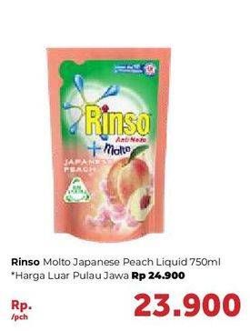 Promo Harga RINSO Liquid Detergent + Molto Japanese Peach 750 ml - Carrefour