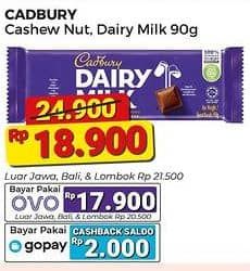 Promo Harga Cadbury Dairy Milk Cashew Nut, Original 90 gr - Alfamart