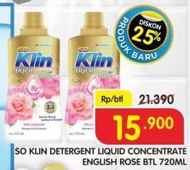 Promo Harga So Klin Liquid Detergent Nature English Rose 720 ml - Superindo