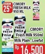 Promo Harga CIMORY Fresh Milk Plain, Low Fat 950 ml - Hypermart