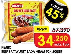 Promo Harga KIMBO Bratwurst Lada Hitam, Original 6 pcs - Superindo