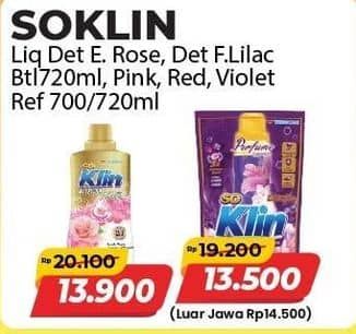 Promo Harga So Klin Liquid Detergent Nature English Rose, French Lilac 720 ml - Alfamart