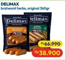 Promo Harga Delimax Bratwurst Herbs, Original 360 gr - Hypermart