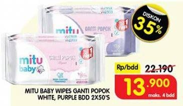 Promo Harga MITU Baby Wipes Ganti Popok White Lively Vanilla, Purple Playful Fressia 50 pcs - Superindo