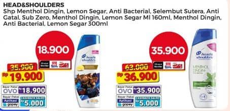 Promo Harga Head & Shoulders Shampoo Cool Menthol, Clean Balanced, Lemon Fresh 300 ml - Alfamart