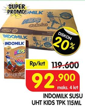 Promo Harga Indomilk Susu UHT Kids per 40 pcs 115 ml - Superindo