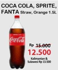 Coca cola, sprite, fanta straw, orange 1.5 L