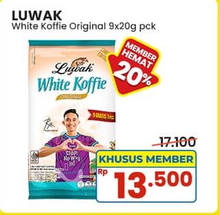 Promo Harga Luwak White Koffie Original per 9 sachet 20 gr - Indomaret