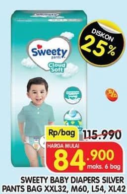 Promo Harga Sweety Silver Pants M60, L54, XL42, XXL32 32 pcs - Superindo