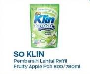 Promo Harga So Klin Pembersih Lantai Hijau Fruity Apple 780 ml - Indomaret