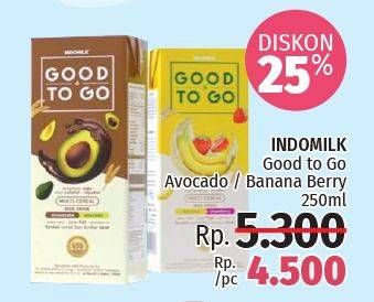 Promo Harga INDOMILK Good To Go Chocolate Avocado, Banana Strawberry 250 ml - LotteMart