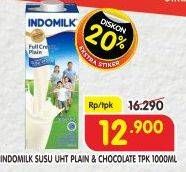 Promo Harga Indomilk Susu UHT Cokelat, Full Cream Plain 1000 ml - Superindo