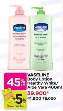 Promo Harga VASELINE Body Lotion Healthy White/ Aloe Vera 400ml  - Watsons