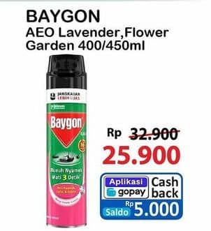 Promo Harga Baygon Insektisida Spray Silky Lavender, Flower Garden 450 ml - Alfamart
