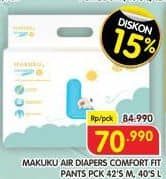 Promo Harga Makuku Comfort Fit Diapers Pants M42, L40 40 pcs - Superindo