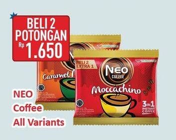 Promo Harga Neo Coffee 3 in 1 Instant Coffee All Variants per 2 pouch - Hypermart