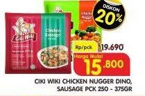 Promo Harga CIKI WIKI Chicken Sausage 375gr/Chicken Nugget Dino 250gr  - Superindo