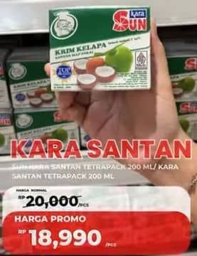 Promo Harga Kara Coconut Cream (Santan Kelapa)/Sun Kara Santan Kelapa   - Carrefour