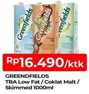 Promo Harga GREENFIELDS Fresh Milk Low Fat, Choco Malt, Skimmed Milk 1000 ml - TIP TOP