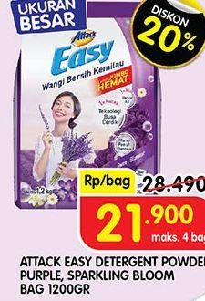 Promo Harga ATTACK Easy Detergent Powder Sweet Glamour, Sparkling Blooming 1200 gr - Superindo